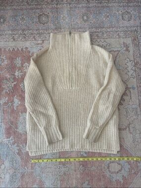ALC Cream Half-Zip Chunky Knit Sweater Funnel Neck